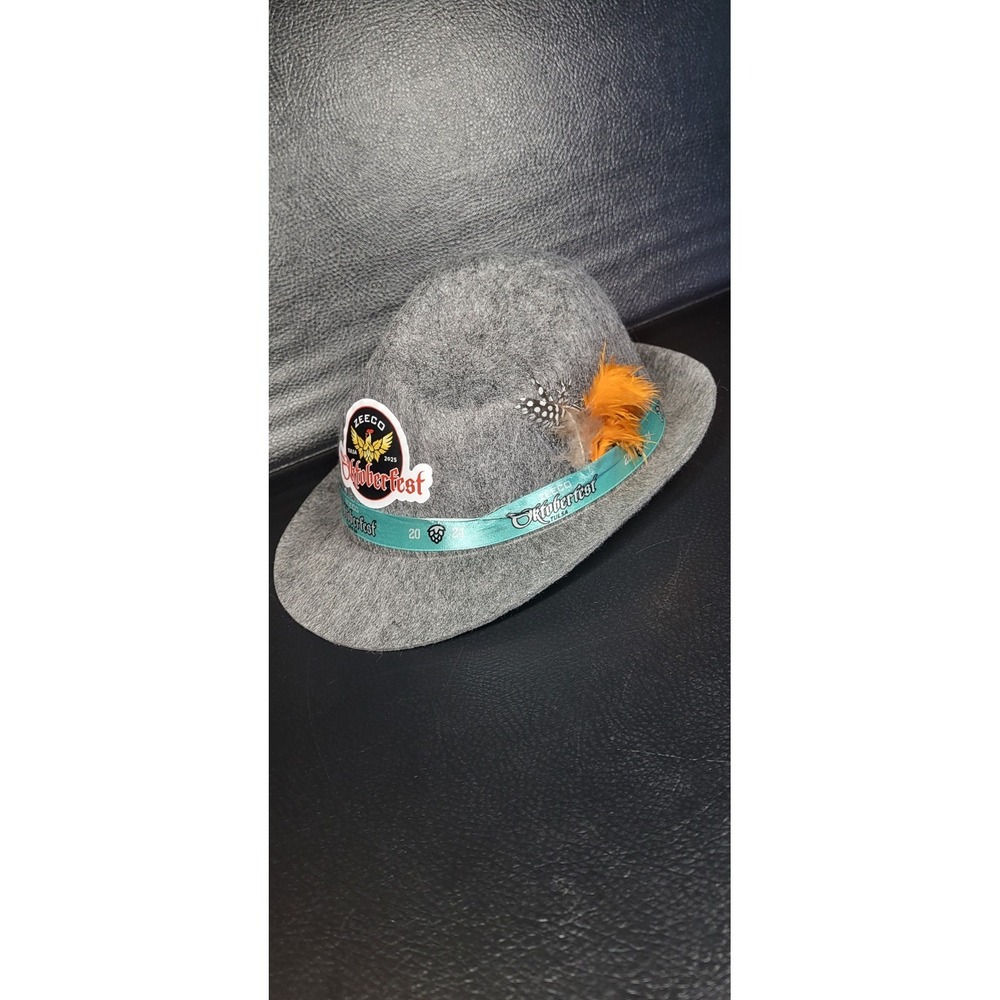 Samuel Adams Octoberfest Zeeco Tulsa Hat Gray Feathered Party Cap Promo